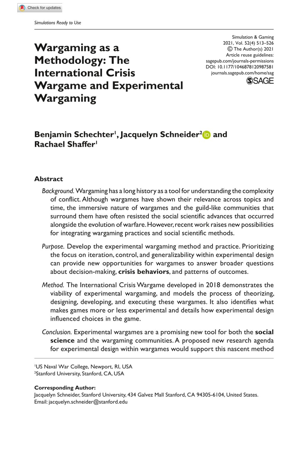 Miniature of Wargaming as a Methodology: The International Crisis Wargame and Experimental Wargaming, 2021