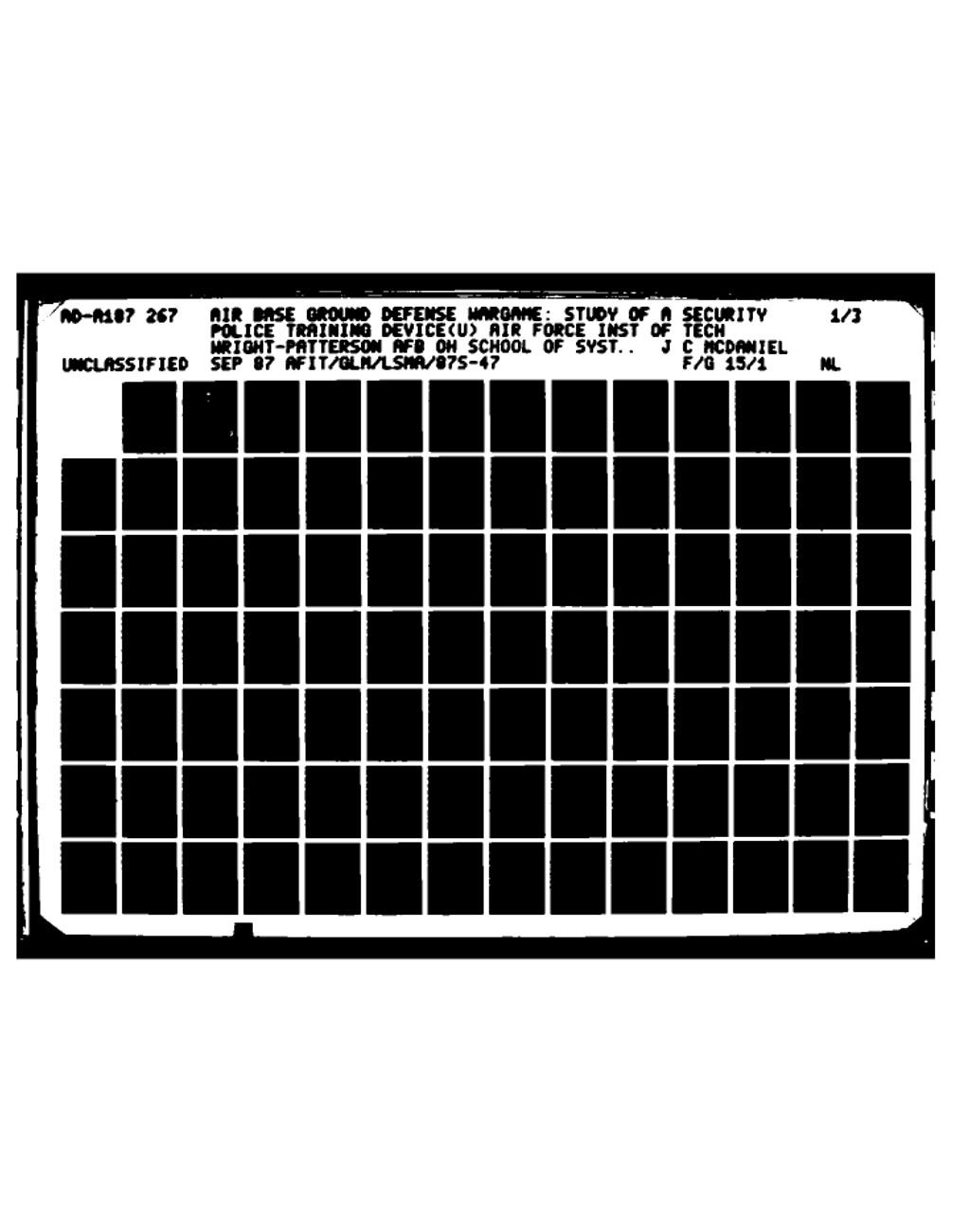 Miniature of Air Base Ground Defense Wargame: Study of a Security Police Training Device