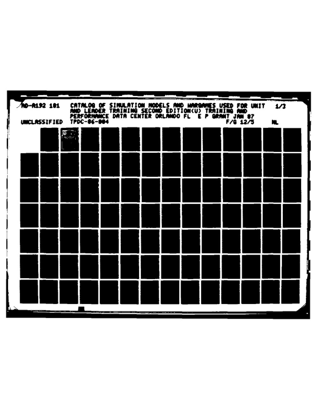 Miniature of Catalog of Simulation Models and Wargames Used for Unit and Leader Training